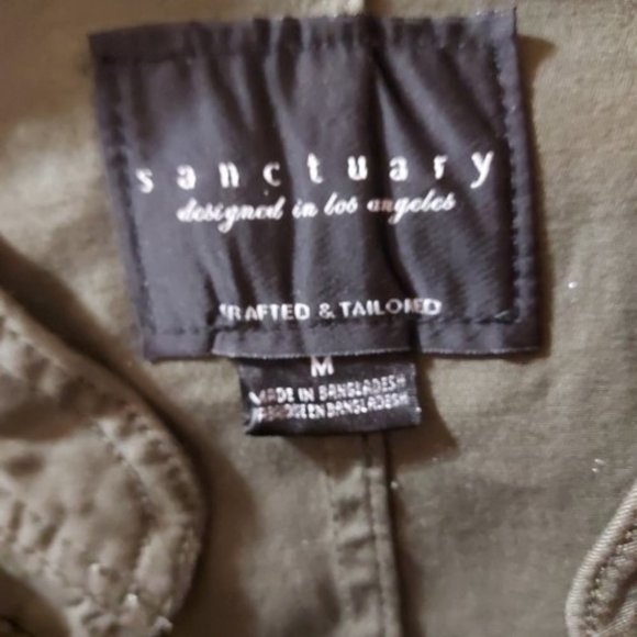 SANCTUARY ARMY GREEN COLLARLESS UTILITY JACKET SIZE M NWOT - Picture 5 of 7